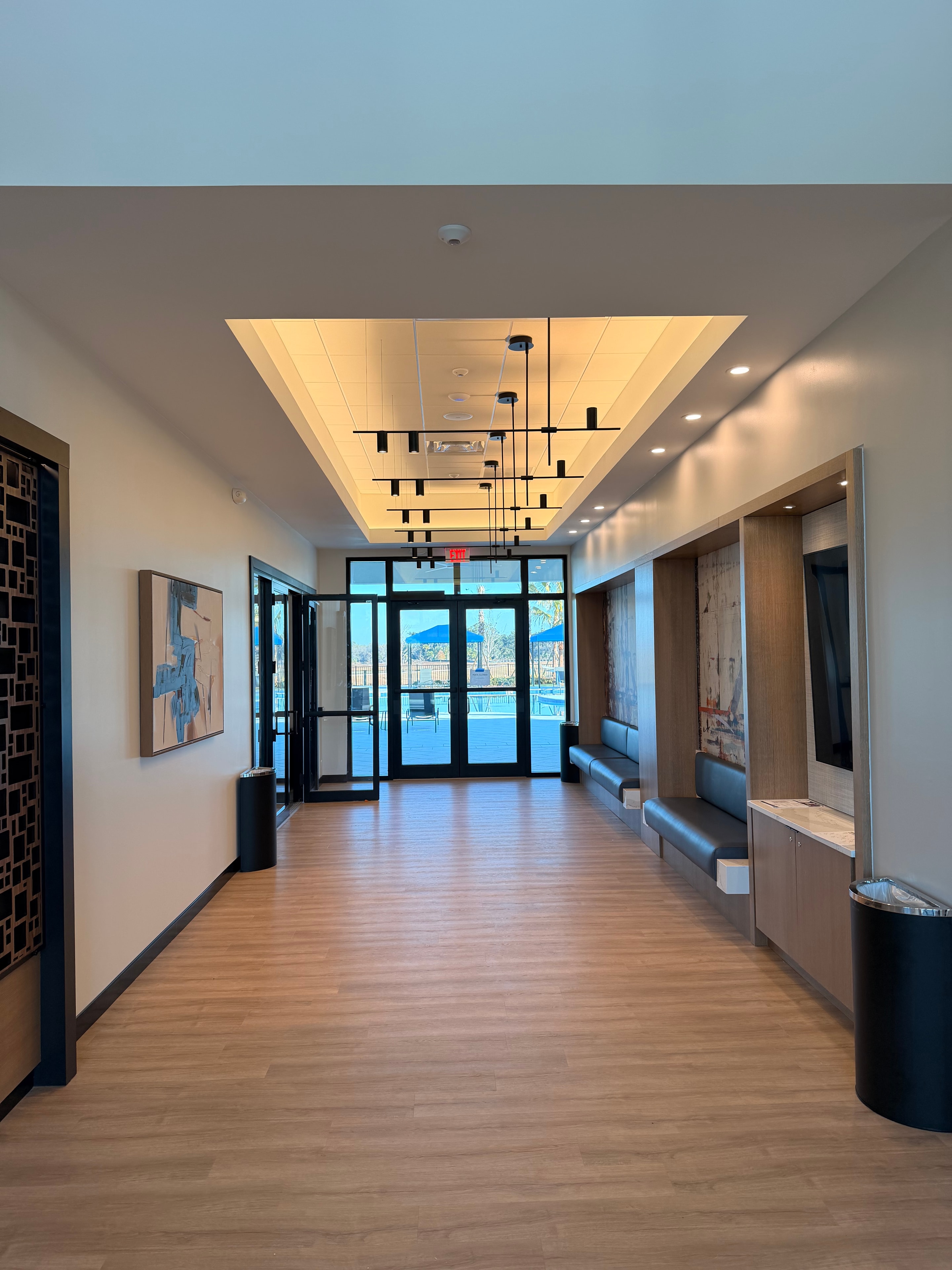 Interior commercial space with lighting installation