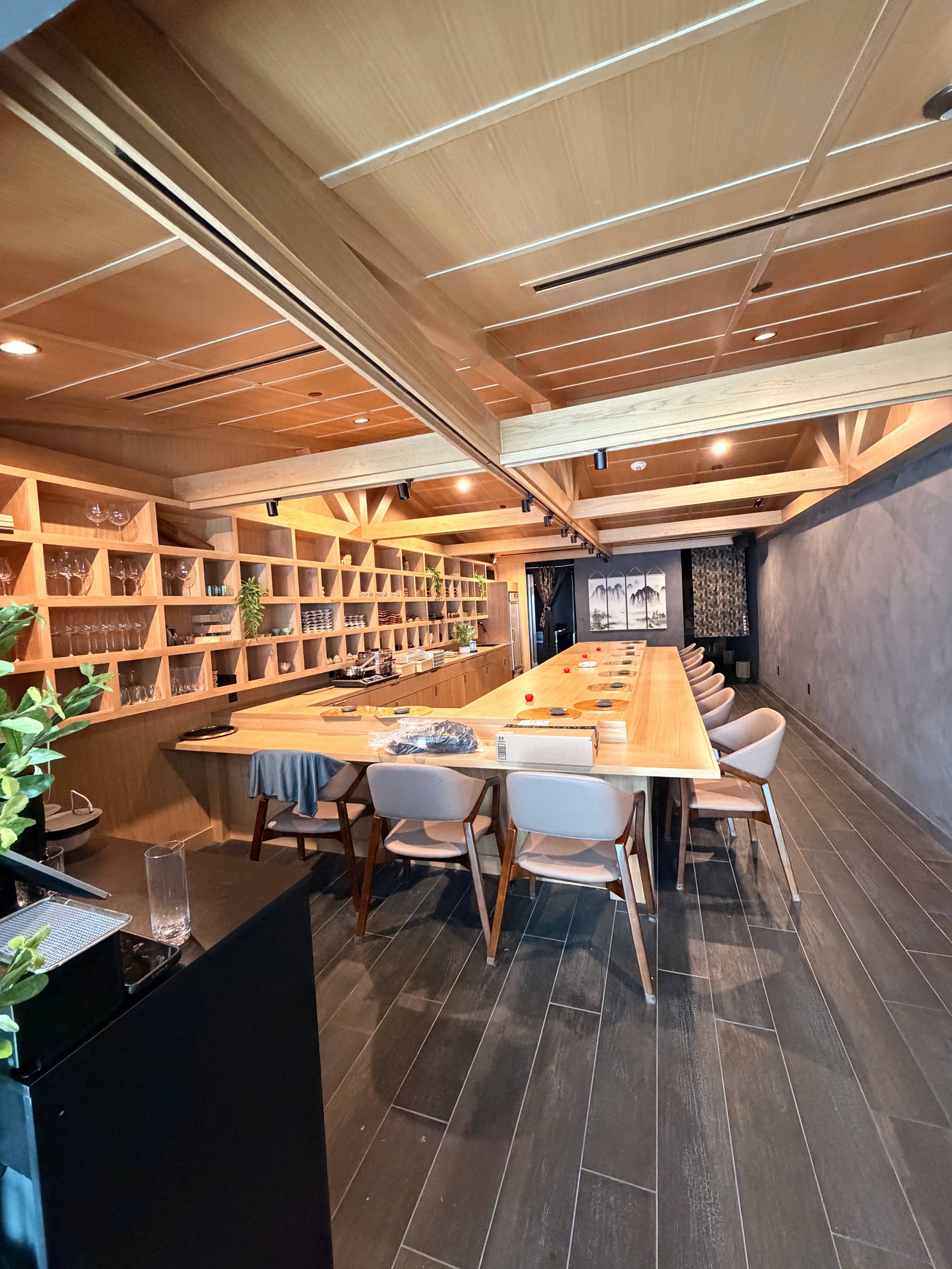Restaurant bar interior overhead view with seating