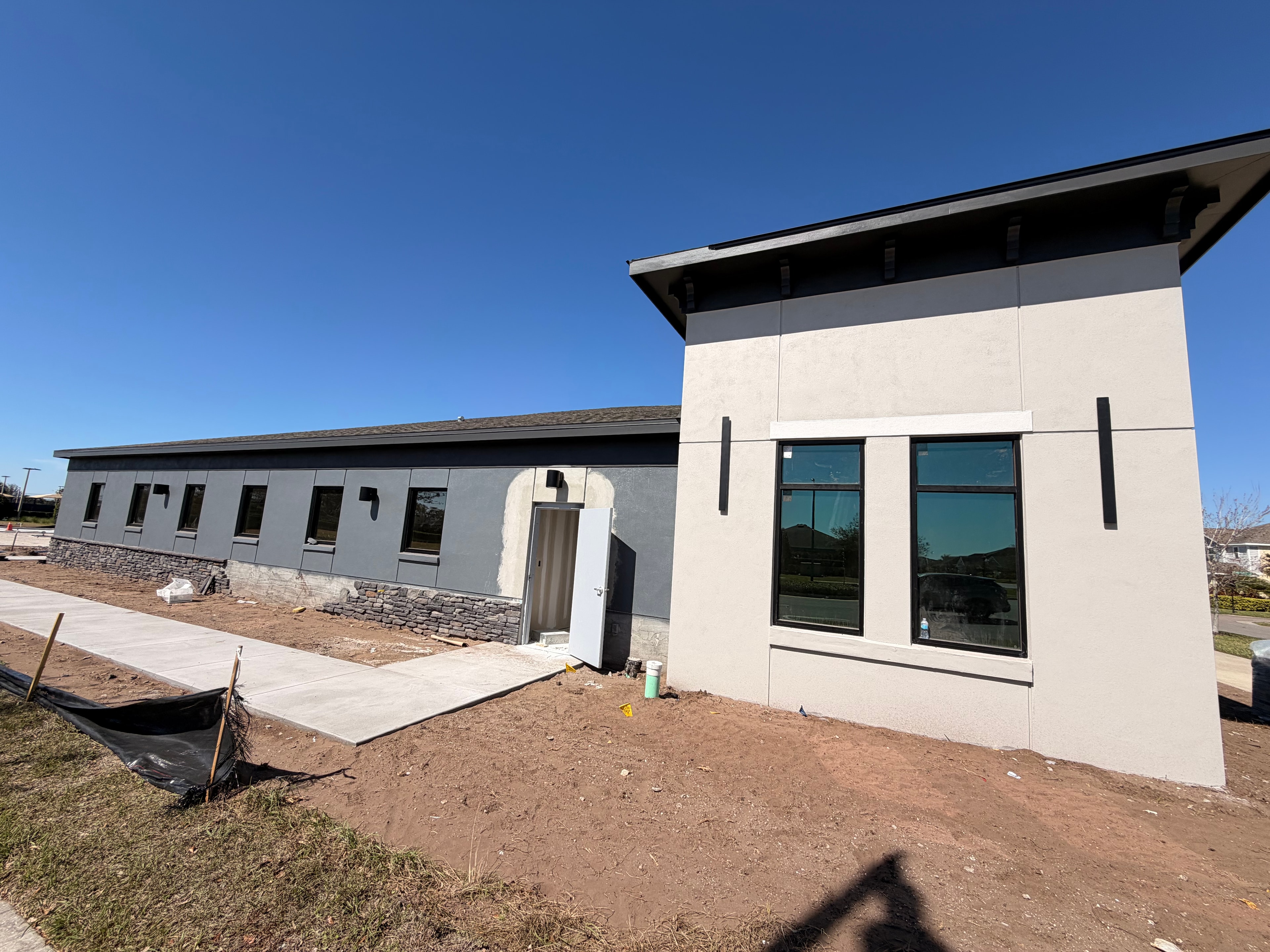 Commercial building under construction side entrance