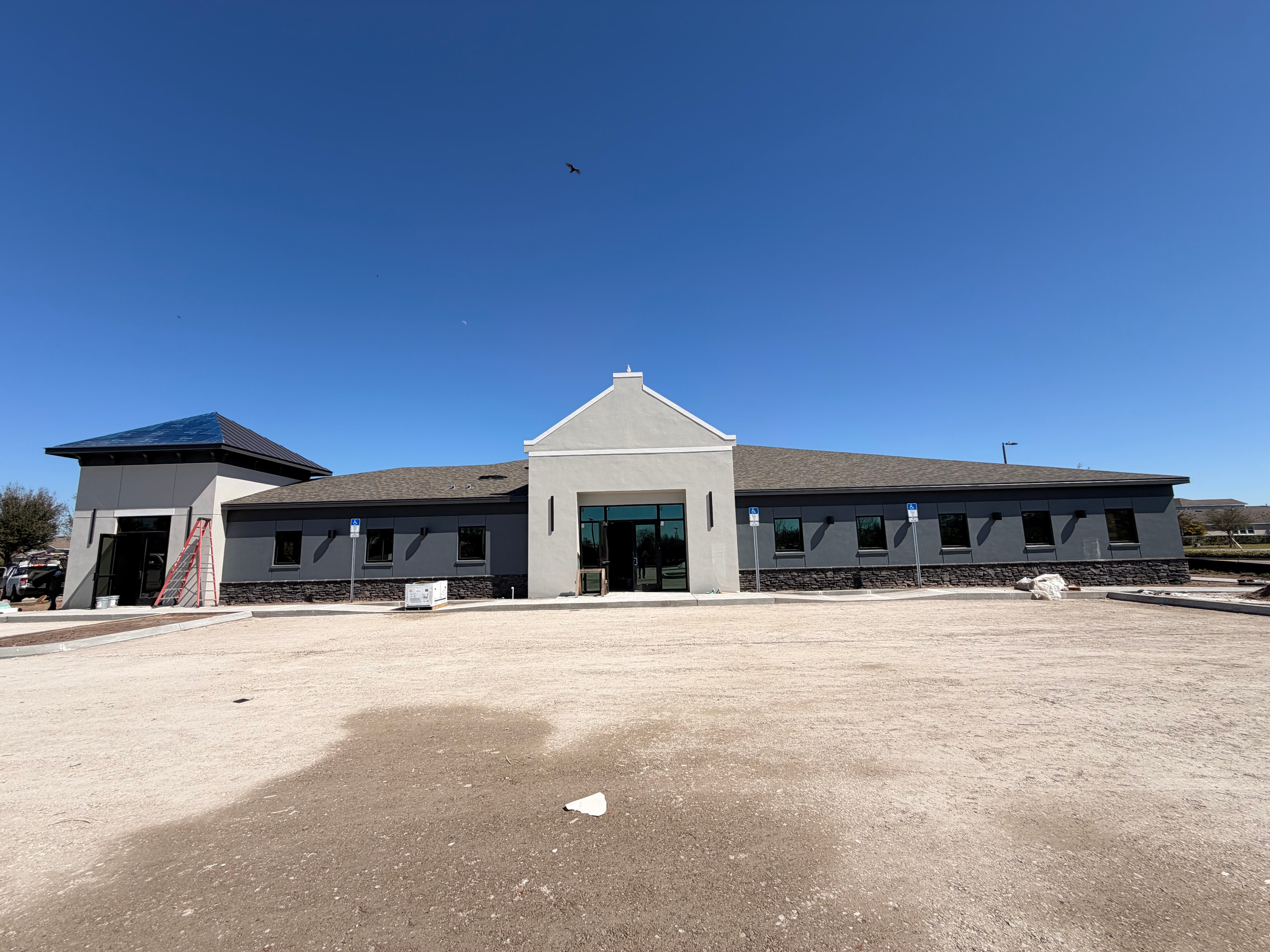 Commercial building under construction full front view