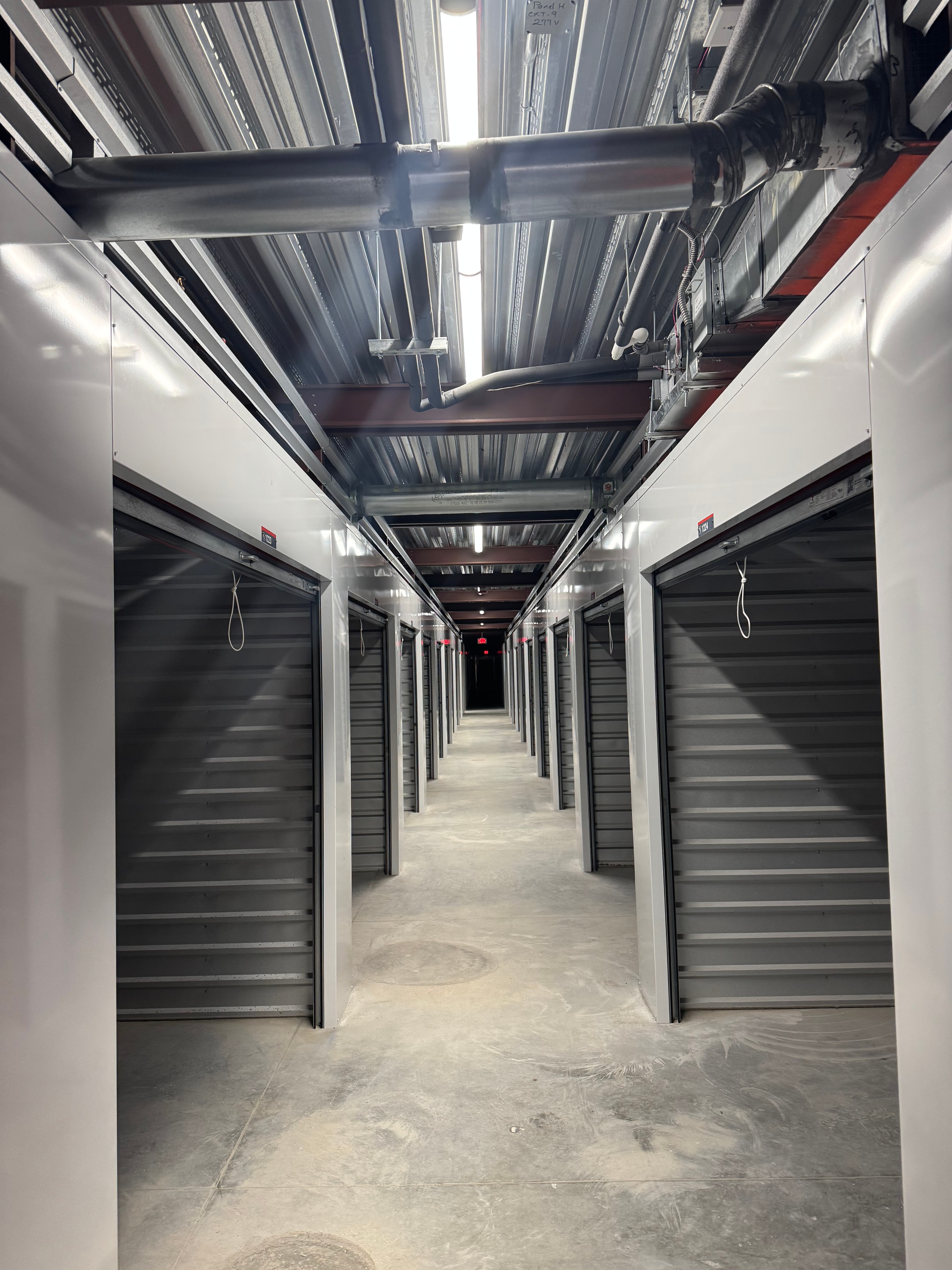 Public Storage interior storage unit corridor overhead view